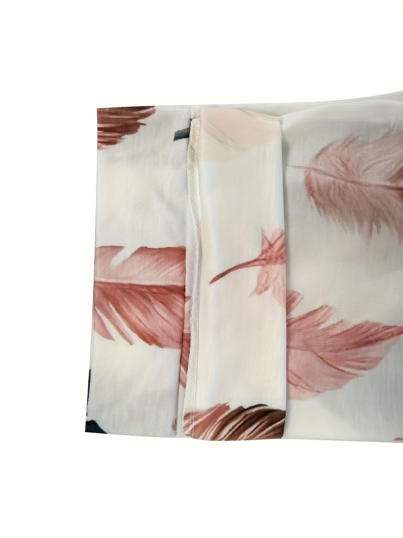 Fashion Pink Leaf Digital Ethnic Style Short Sleeve Long Pants Women's Casual Set - Image 3