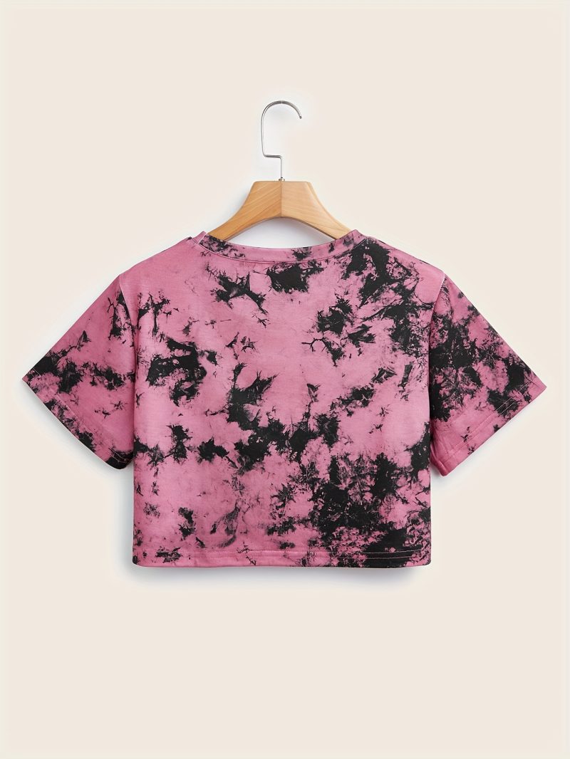 Women's Tie-Dye Short Loose Fit Casual Sport T-Shirt 5pcs Set - Image 9