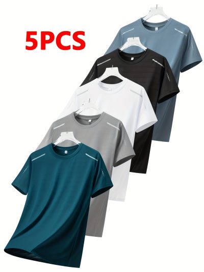 5pcs Men's Summer Athletic T-Shirts