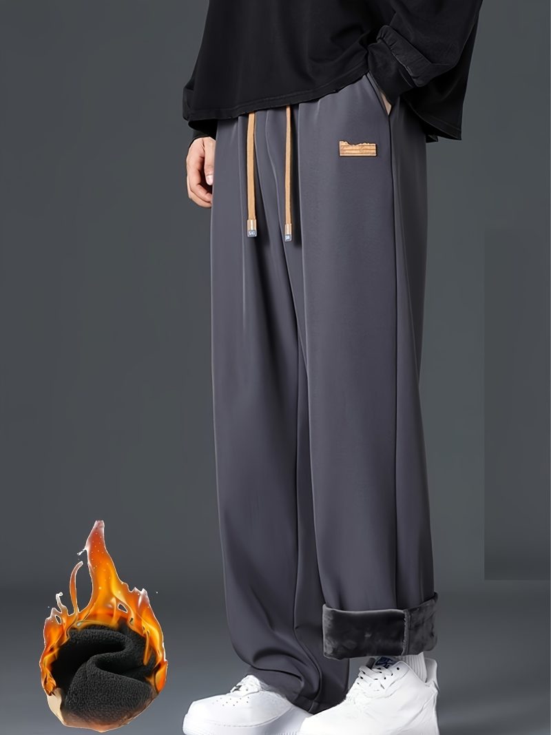 Men's Straight Leg And Cuffed Drawstring Fleece Pants - Image 9