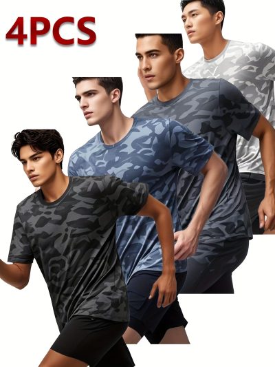 4pcs Men's Camo Athletic T-Shirts