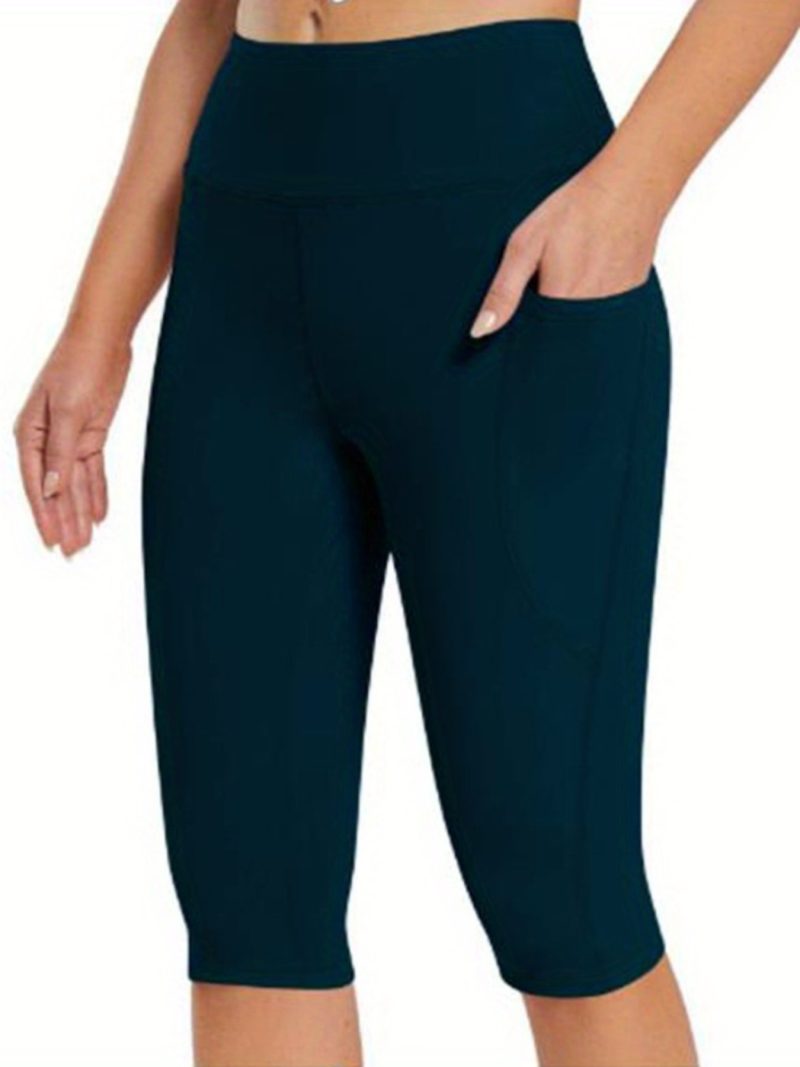 Yoga Pants with Pockets Solid Color High Waisted - Image 3