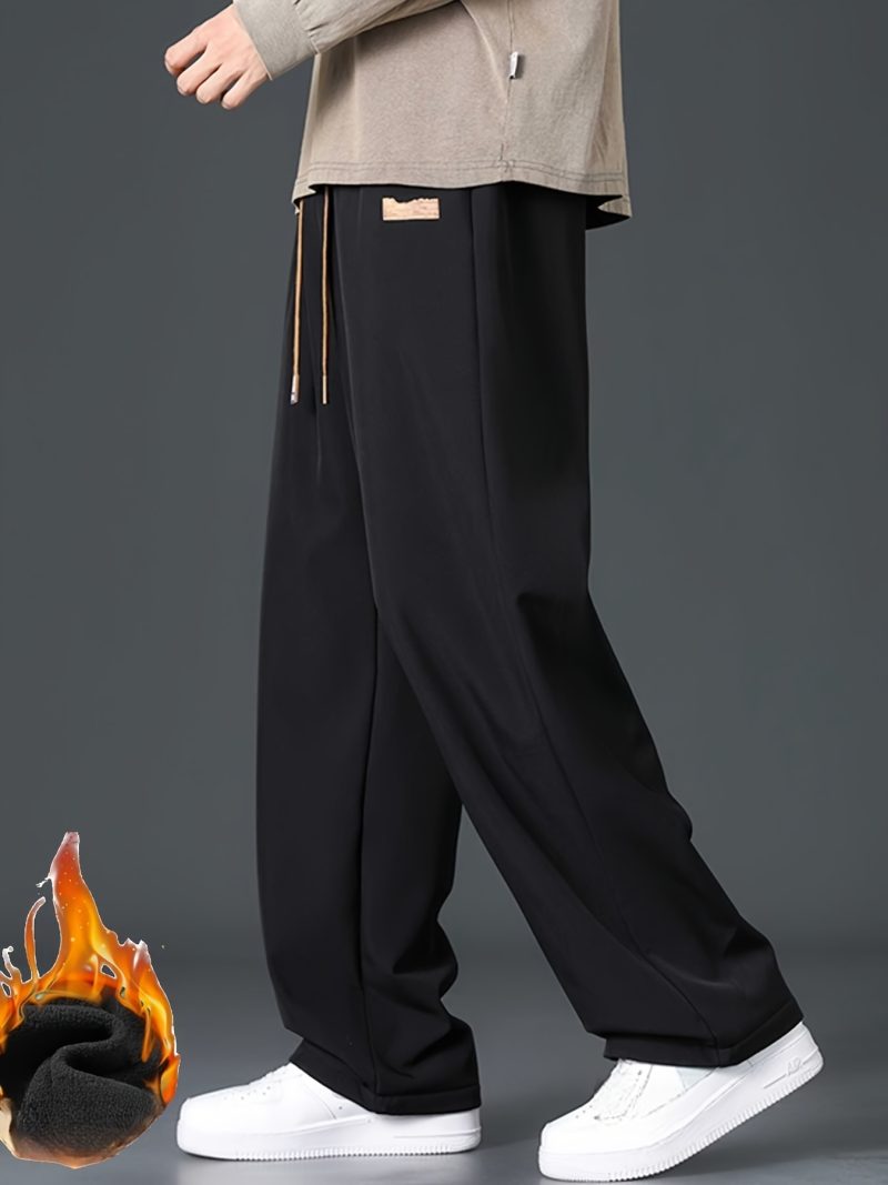 Men's Straight Leg And Cuffed Drawstring Fleece Pants - Image 8