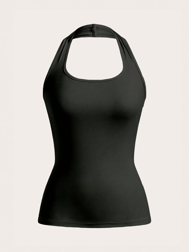 3pcs Casual Simple Halter Neck Tank Top Set - Image 4