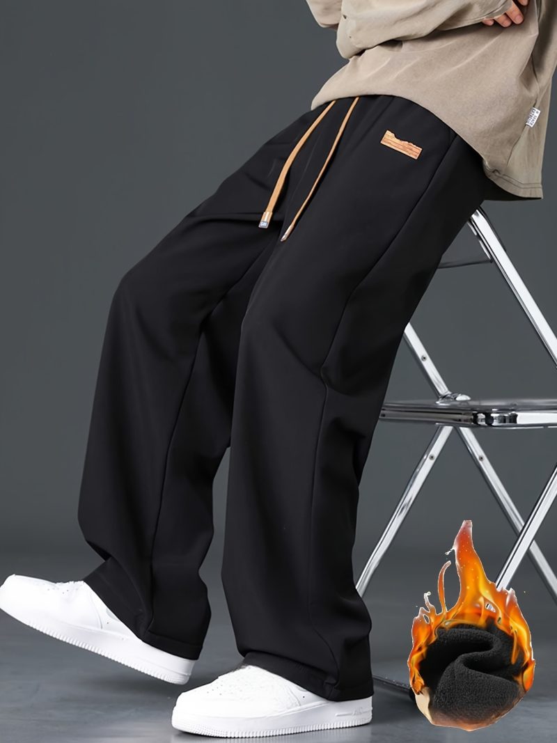 Men's Straight Leg And Cuffed Drawstring Fleece Pants - Image 2