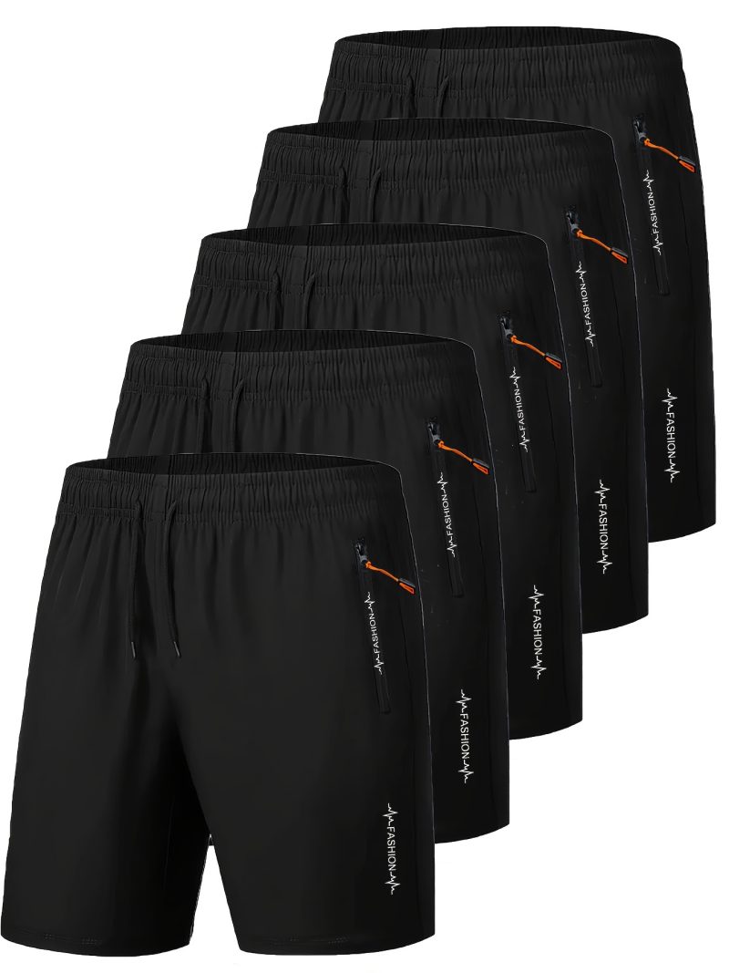 Men 5pcs Casual Workout Shorts with Zipper Pocket - Image 8