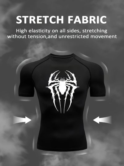 Men Spider Design Compression T-Shirt