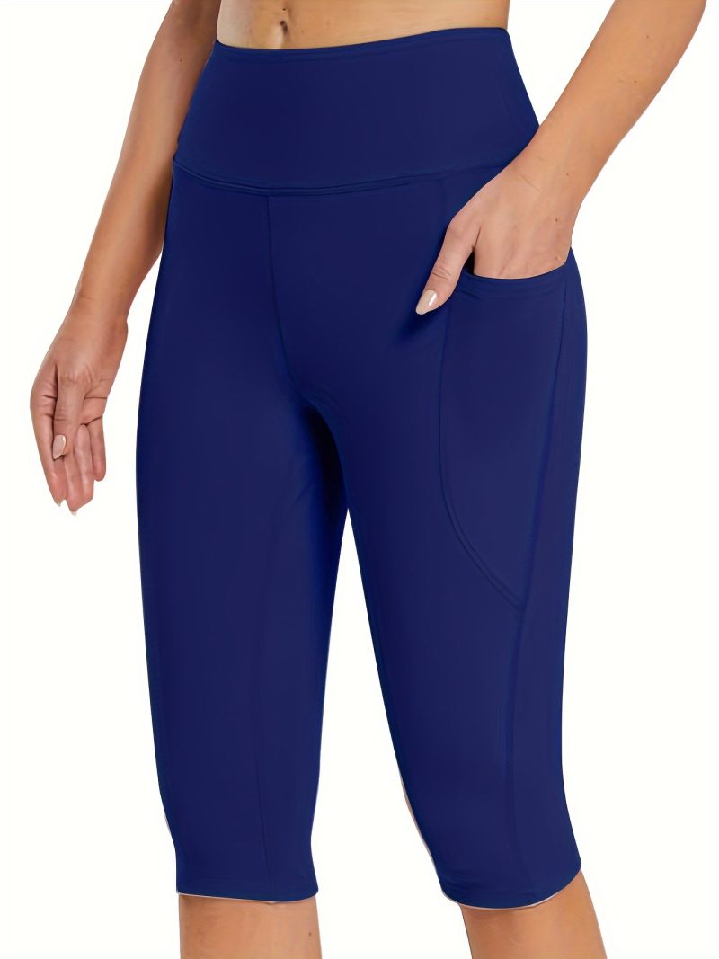 Yoga Pants with Pockets Solid Color High Waisted - Image 2