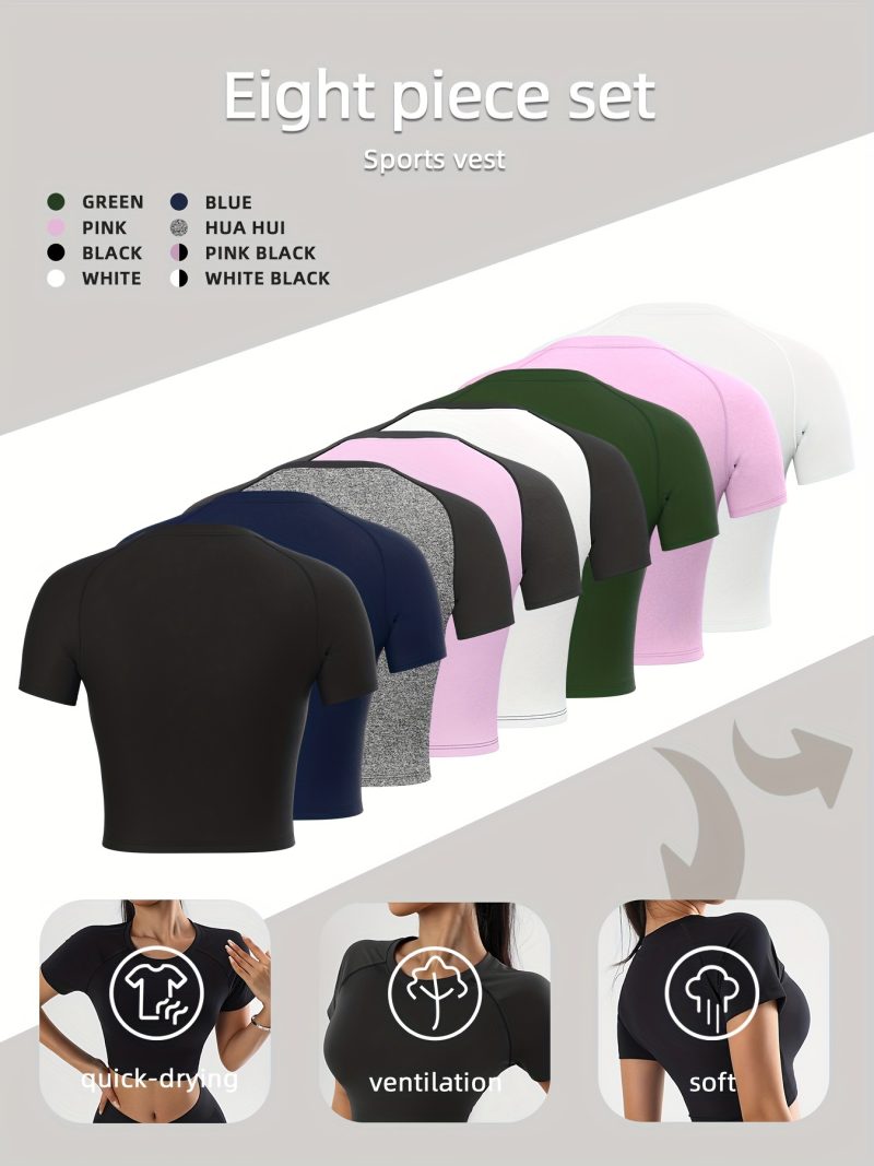 8pcs Women's High-Elasticity Compression Sports Tops - Image 2