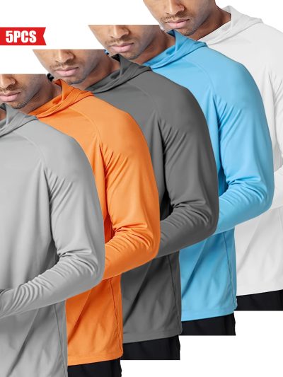 5-Pack Men UV Protection Hooded Shirts