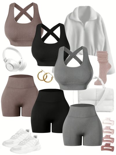 6pcs Women'S Seamless Yoga Shorts