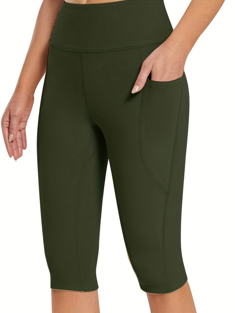 Yoga Pants with Pockets Solid Color High Waisted - Image 6