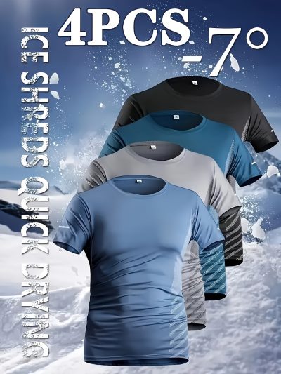 4pcs Men's Quick-Dry Athletic T-Shirts