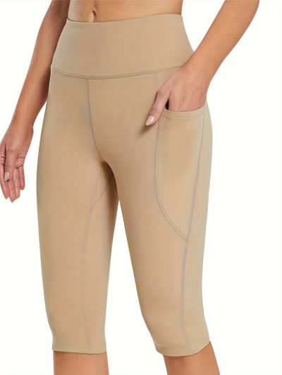 Yoga Pants with Pockets Solid Color High Waisted
