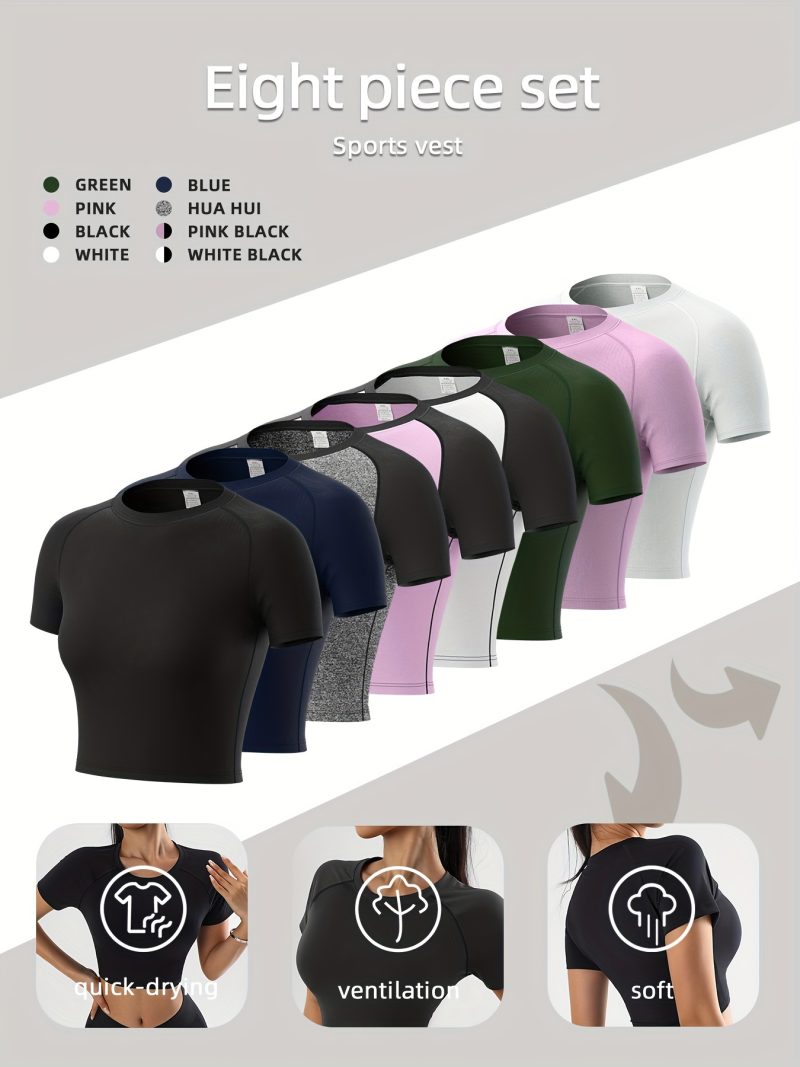8pcs Women's High-Elasticity Compression Sports Tops