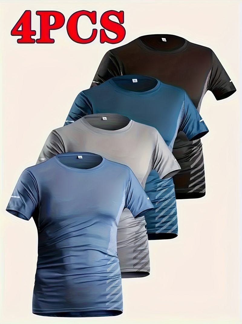 4pcs Men's Quick-Dry Athletic T-Shirts - Image 2