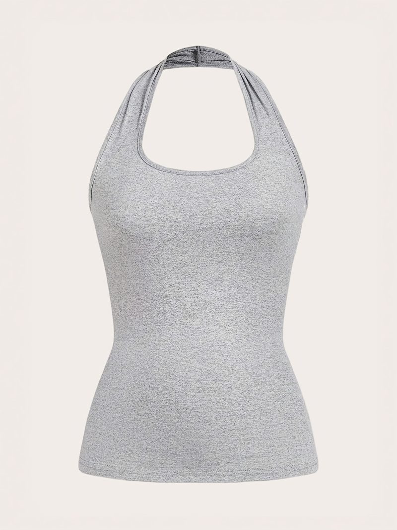 3pcs Casual Simple Halter Neck Tank Top Set - Image 3
