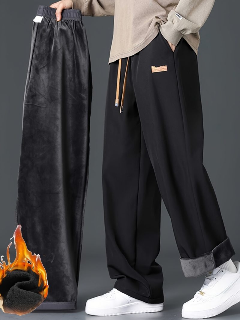 Men's Straight Leg And Cuffed Drawstring Fleece Pants - Image 6