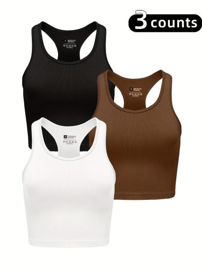 3pcs Women'S High-Elasticity Yoga Sports Bras