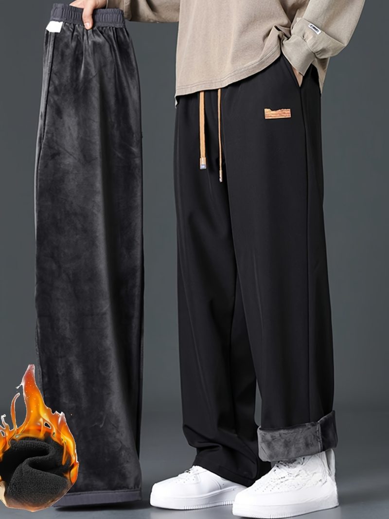 Men's Straight Leg And Cuffed Drawstring Fleece Pants - Image 4