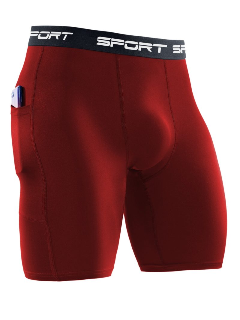 Men Solid Compression Shorts with Pockets - Image 8