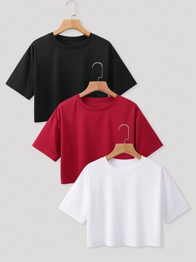Women'S Sports Style Solid Color Short-Sleeve T-Shirt