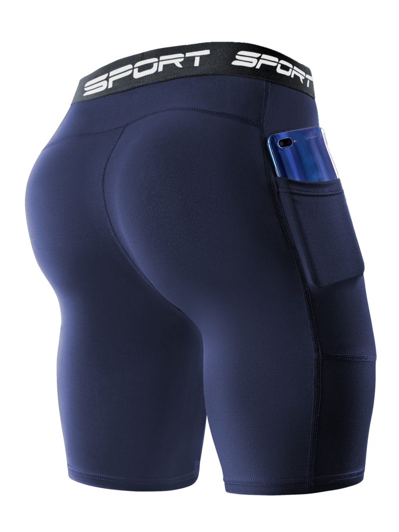 Men Solid Compression Shorts with Pockets - Image 9