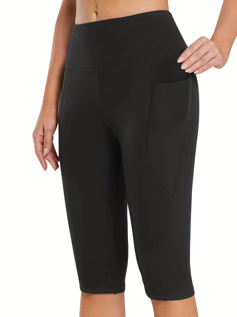Yoga Pants with Pockets Solid Color High Waisted - Image 4