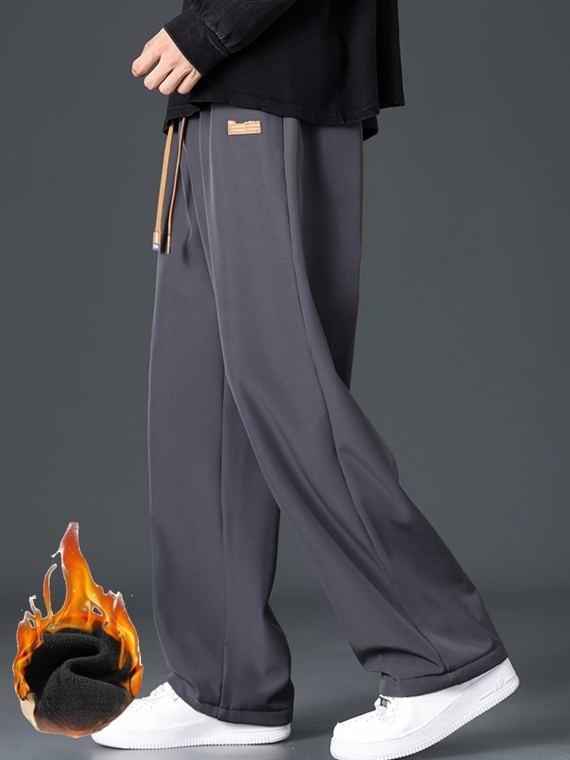 Men's Straight Leg And Cuffed Drawstring Fleece Pants - Image 3