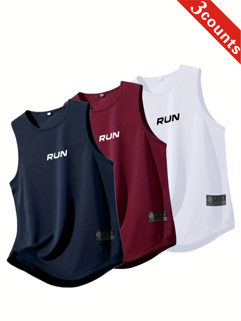 3pcs Men Summer Quick-Dry Moisture-Wicking Mesh Vest