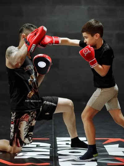 Kids 2-in-1 Boxing Gloves & Punch Pads Set