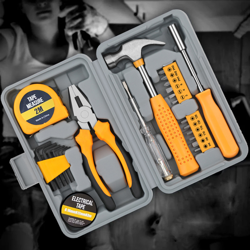 25piece Tool Set General Household Hand Tool Kit With Plastic Toolbox Storage Case, For Woman-Include All Essentials